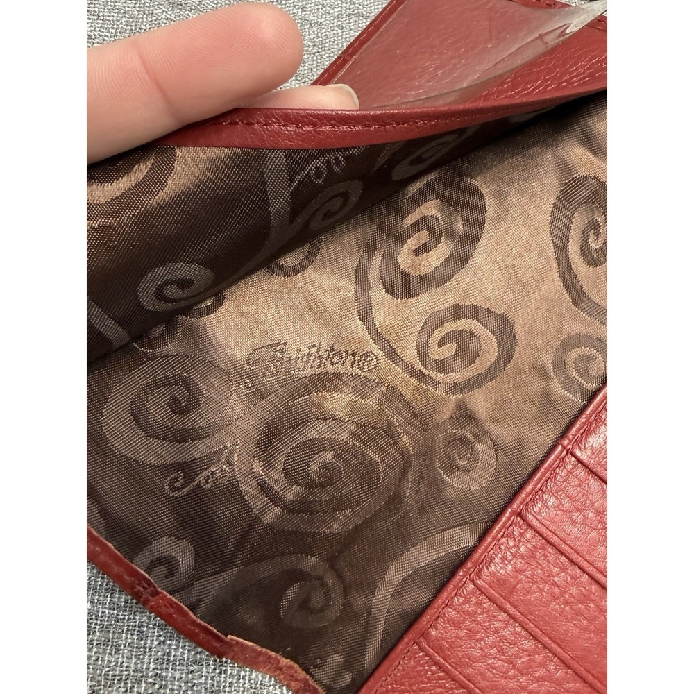 Brighton Red Checkbook Cover Wallet Animal Print - Picture 3 of 4